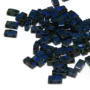 Half Tila Bead ”HTL4518” Picasso Opaque Cobalt 5*2,5*1,9 mm 5 gr