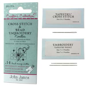 John James pärlnålar – Cross Stitch & Bead Embroidery, 14 st