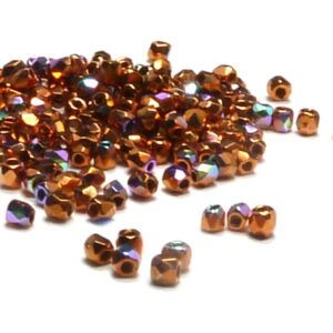 True 2 mm firepolish Crystal Copper Plated AB ”00030-CPAB” 50 st