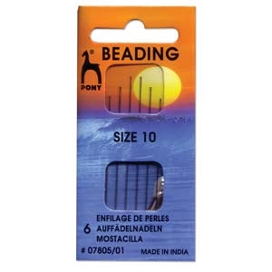 Pony beading needle – pärlnålar nr 10, 6 st